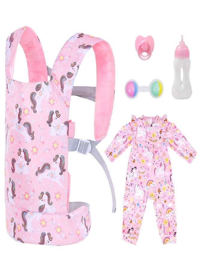 18INDC 5 Pcs Doll Carrier and Accessories for 16-22 Inch Doll, Baby Doll Carrier for 17 Inch baby doll, Doll Stuff Carrier Backpack Set for 18 Inch Doll - Image 1